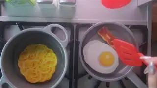 Dreamy ASMR Whispers Wooden toy stove and food that 'really' cooks