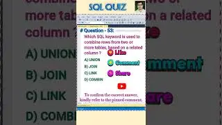 SQL Quiz 53 || #sql #mysql #coding #quiz #interview #mcq #shorts #viralvideo #reels @SekharAcademy1