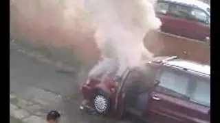 Burning family car