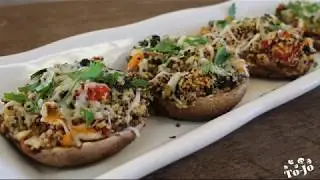 Cheesy Quinoa Stuffed Portabellas
