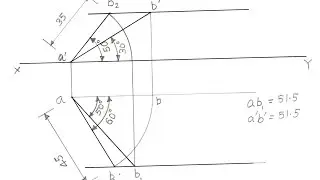 3.6-Finding True Length of an oblique line and its inclination with the HP and the VP