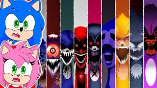 Sonic & Amy watch Sonic EXE Phase 1 VS Phase 2-11 VS 12 VS Phase 13 Incredibox Sprunki New OC