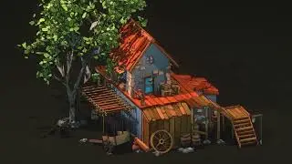 Blender 3.4 | Low-poly Cottage| Line art