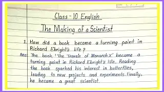 The making of a Scientist class 10 question answer | the making of a scientist ncert solutions |