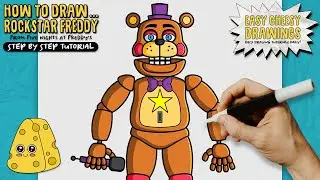 How to Draw ROCKSTAR FREDDY 🤘🐻 (Five Nights at Freddy's) | Easy Step-By-Step Drawing Tutorial