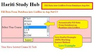 Fill Data in ListBox Control Dynamically From Database in Asp.Net C# | Hindi | Online Learning Free