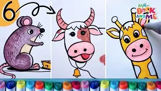 Number 6 Art🐭🐄🦒| How to Draw Simple Animals Using Number 6 #drawing #howtodraw #numberart
