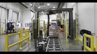MA “Beer Wrapper” with LoPro Conveyor Running Single Pallets - Automatic Stretch Wrapper