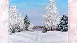 Как нарисовать дорогу в снегу зимой. Живопись маслом.