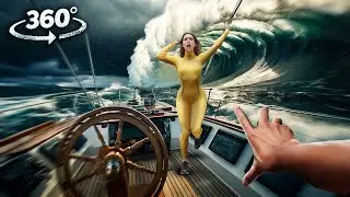 360° Ropeway Storm Accident 2 - Your girlfriendescap tsunami on yacht VR 360 Video 4K Ultra HD
