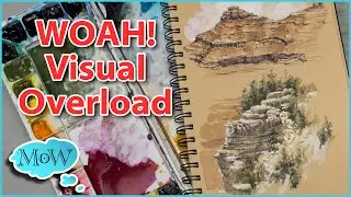 Sketches in Watercolor and Gouache on Toned Tan Paper. Grand Canyon.