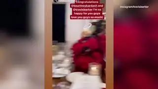 Video: Travis Barker kisses Kourtney Kardashian after getting engaged