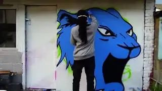 Graffiti Timelapse: Blue Cat (with commentary)