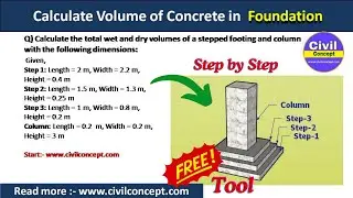 Calculate volume of concrete in Stepped Foundation