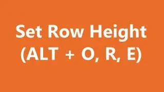 Excel Shortcuts - Set Row Height