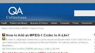 How-To Add An MPEG-1 Codec To K-Lite