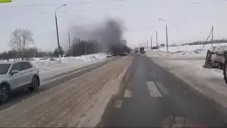 Авария. Горит приора