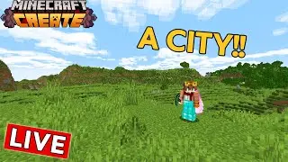 I'm BUILDING a GIANT CITY in Hardcore Minecraft Create Mod