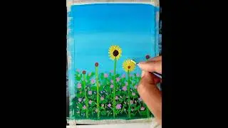#penting /sunset flower Painting /acrylic painting tutorial for Beginners #easypainting #penting
