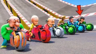 Motu Patlu Shotaro Bike Curvy Road Impossible Ramp Challenge