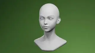 Stylized Anime Female Head Base Mesh 3D Model