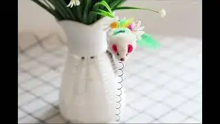 Cartoon Pet Cat Toy Stick Feather Rod Mouse Toy #shorts