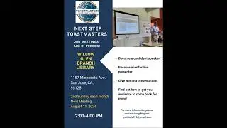 Next Step Toastmasters Aug 11 2024 Meeting Promo Video