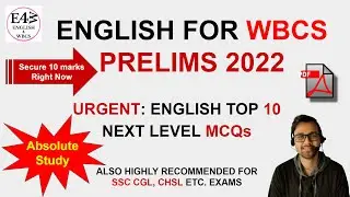 🔥 Urgent English for WBCS prelims 2022  | Get 25 out of 25 in wbcs english preparation | wbcs PDF