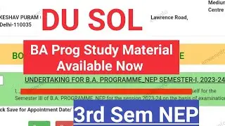 SOL BA Prog 3rd Semester Study Material Available now : Appointment Starts SOL BA Prog 3rd sem books