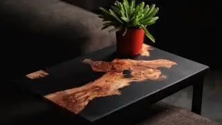 Building a Matte Black Olive Wood C-Table with Turquoise Accent