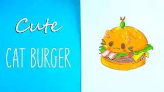 Burger in the shape of a cat drawn with wood colors | Cat Burger | Burger u obliku macke