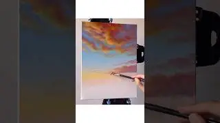 Sunset Sandy Beach Acrylic Painting 🌅 #shorts #art #acrylicpainting #artwork