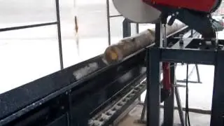 Торцовка проходная на бревнотаске