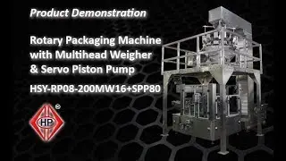 Rotary Packaging Machine with Multihead Weigher & Servo Piston Pump System - HSY-RP08-200MW16+SPP80