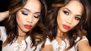 SMOKEY CAT EYE WITH BURNT ORANGE LIPS | MAKEUPBYMISSCEE