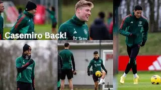 Manchester United training today, CASEMIRO & MARTINEZ will face spurs. Watch Hojlund & Garna train🔥