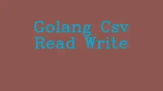 Golang Csv Read Write  && NoTalk