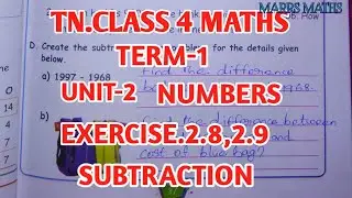 tn class 4 maths chapter 2 Numbers exercise 2.8 and 2.9/Subtraction/marrs maths