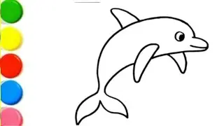 Dolphin 🐬 drawing, painting and colouring for Kids and Toddler||