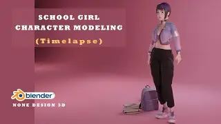 SCHOOL GIRL 3D Character Modeling Timelapse / Blender 3.4