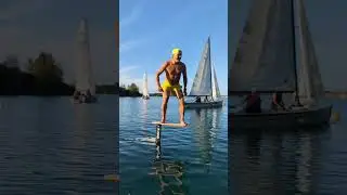 Trying out a new pumpfoil board 80 x 36 cm, 1,6 kg. Foil FOne JAM 1600, Dockstart