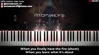 TheFatRat - Monkeys piano karaoke instrumental cover, lyrics