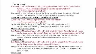 APA Breakdown, Reference page, in-text citations, Oral Citations