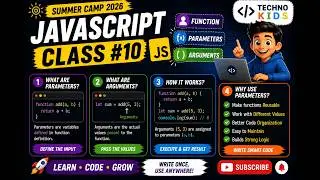 JavaScript Class 10 | Function Parameters & Arguments Explained | JavaScript for Beginners