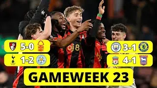 Bournemouth trounce Forest, Spurs lose again and Man City overcome Chelsea - Gameweek 23