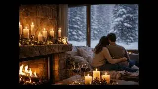 Cozy Fireplace Ambience 🔥 Relaxing Winter Night | Crackling Fire, Snowy Cabin Atmosphere
