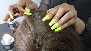 ASMR Scalp Check & Finger Nitpicking Rice, Scratch + Hair Pulling, Light ⛈ Sounds, No Talking 😴