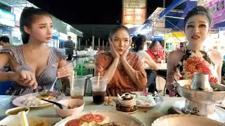 🇹🇭 Beautiful THAI LADYBOY SHOWGIRLS: Table for SEVEN, please! 🥢Let's EAT 🐠