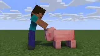 Steve petting Pig