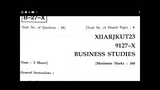 BUSINESS STUDIES Q PAPER JKBOSE CLASS 12TH A/R 2023 #JKBOSE EXAM 2025